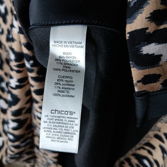 Weekenders by Chico's Leopard Tunic Satin Collared Polo Long Sleeve Rayon XL - Picture 8 of 8